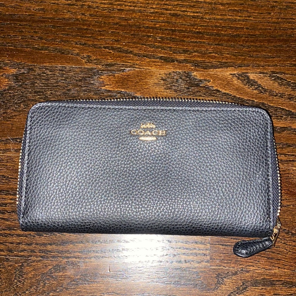 Black leather coach wallet
